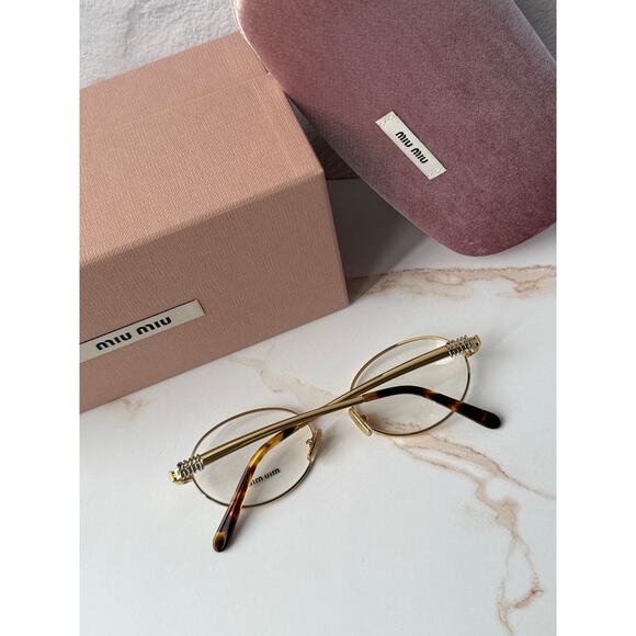 NEW Miu Miu M50ZV Gold Oval Metal Eyeglasses Frames main image 6